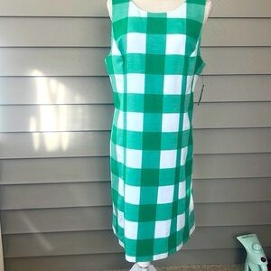 Crown & Ivy Green and White Plaid Midi Dress